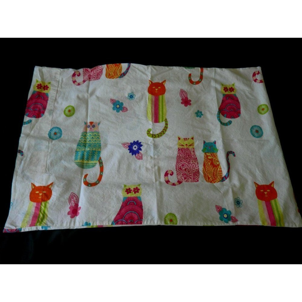 Company Kids STD Pillowcase Cats Pink Green Yellow